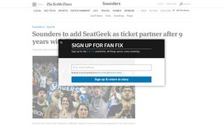 Sounders to add SeatGeek as ticket partner after 9 years with ...