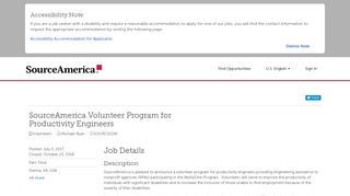 SourceAmerica Volunteer Program for Productivity Engineers ...
