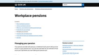 Workplace pensions: Managing your pension - GOV.UK