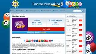 South Beach Bingo Review with Player Ratings – $70 Exclusive Bonus