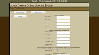 SD GFP | Online License System - State of South Dakota