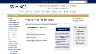 WebAdvisor: Students - South Dakota School of Mines and Technology