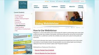 Using WebAdvisor - University Center