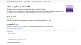 Webmail at South Devon College