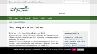 Secondary school admissions | South Gloucestershire Council
