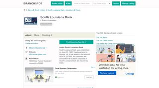 South Louisiana Bank - 6 Locations, Hours, Phone Numbers …
