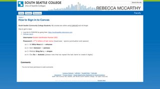 How to Sign in to Canvas - Google Sites - South Seattle College