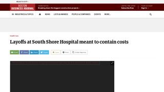 Layoffs at South Shore Hospital meant to contain costs - Boston ...