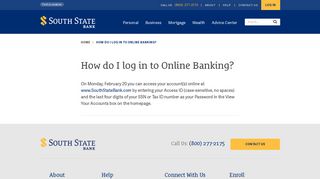 How do I log in to Online Banking? - South State Bank