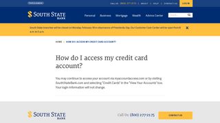 How do I access my credit card account? - South State Bank