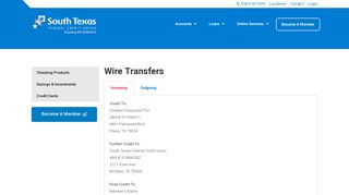 Wire Transfers - South Texas Federal Credit Union