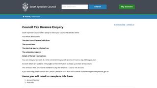 Council Tax Balance Enquiry | eServices | South Tyneside Council