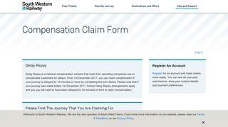 Compensation Claim Form | South Western Railway