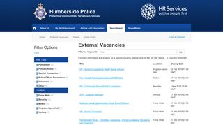 External Vacancies - Humberside & South Yorkshire Police