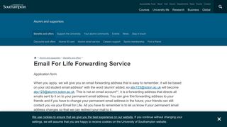 Email for Life Forwarding Service | University of Southampton