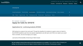 Apply for halls for 2017/18 | University of Southampton