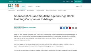 SpencerBANK and Southbridge Savings Bank Holding Companies to ...