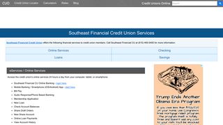 Southeast Financial Credit Union Services: Savings, Checking, Loans