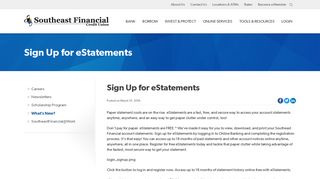 Sign Up for eStatements - Southeast Financial Credit Union