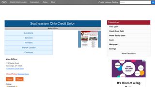 Southeastern Ohio Credit Union - Cambridge, OH - Credit Unions Online