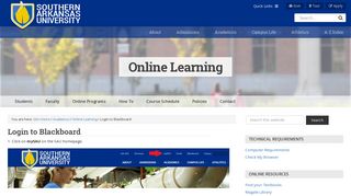 Login to Blackboard | Online Learning - Southern Arkansas University