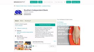 Southern Independent Bank - 2 Locations, Hours, Phone Numbers …