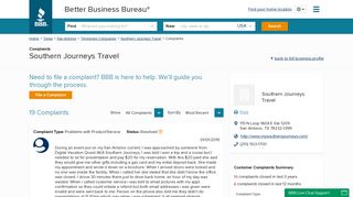 Southern Journeys Travel | Complaints | Better Business Bureau ...
