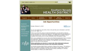 Employment Information - Southern Nevada Health District