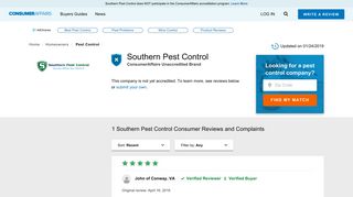 Top 1 Reviews and Complaints about Southern Pest Control