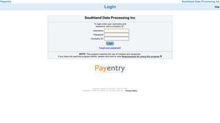 Southland Data Processing Inc - Login - Payentry