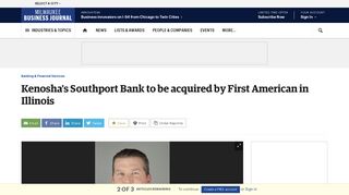 Kenosha's Southport Bank to be acquired by First American in Illinois ...