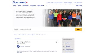 Checking application - The Southwest Airlines Community