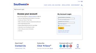 Log in to your account - Southwest Airlines