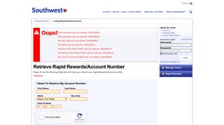 Southwest Airlines - Look Up Rapid Rewards Number