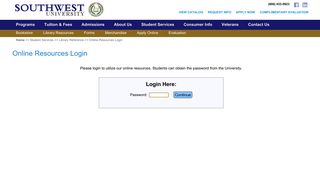 Online Resources Login - Southwest University
