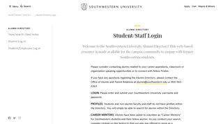Student/Staff Login • Southwestern University