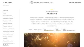 Admission • Southwestern University
