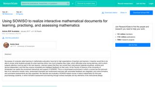 (PDF) Using SOWISO to realize interactive mathematical documents ...