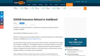 SOXHUB Announces Rebrand to AuditBoard | Benzinga