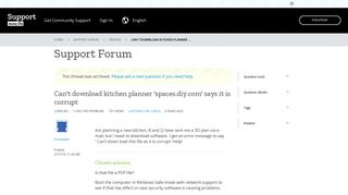 Can't download kitchen planner 'spaces.diy.com' says it is corrupt ...