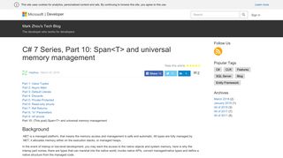 C# 7 Series, Part 10: Span and universal memory management ...