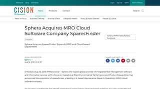 Sphera Acquires MRO Cloud Software Company SparesFinder