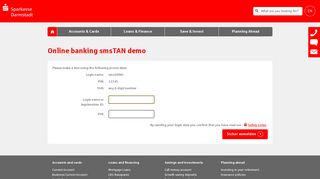 Online banking smsTAN demo - Sparkasse Darmstadt