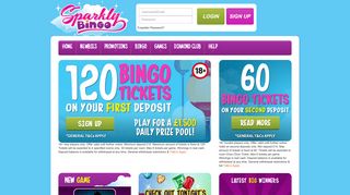 Sparkly Bingo | Get 120 Bingo Tickets on your first deposit!