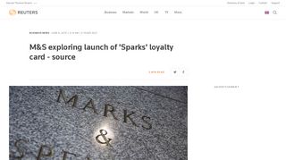 M&S exploring launch of 'Sparks' loyalty card - source | Reuters