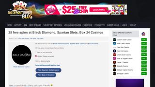 25 free spins at Black Diamond, Spartan Slots, Box 24 Casinos - 27.04 ...