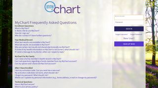 FAQs - MyChart - Login Page
