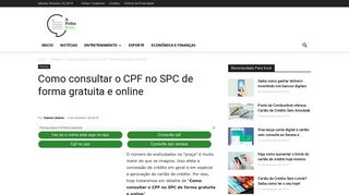 Como consultar o CPF no SPC de forma gratuita e online | A Folha Hoje