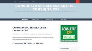 Consultar SPC SERASA Grátis - Consulta CPF