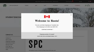 Student Discount • HELP • Roots Canada